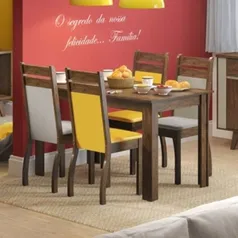 Conjunto Sala de Jantar com 4 Lugares Nelly Suéde- Pérola Mades por R$ 486