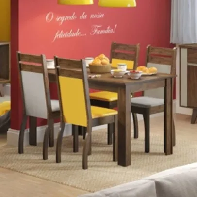 Conjunto Sala de Jantar com 4 Lugares Nelly Suéde- Pérola Mades por R$ 486