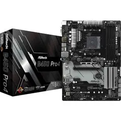 Placa-mãe Asrock B450M Pro4-F, AMD AM4, mATX, DDR4 | R$655