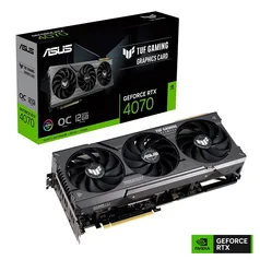 Placa de Vídeo RTX 4070 Asus TUF Gaming OC Edition NVIDIA GeForce, 12 GB GDDR6X, ARGB, DLSS 3, Ray Tracing - TUF-RTX4070-O12G-GAMING