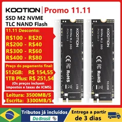 [No Brasil] SSD NVME Kootion de 1tb de Armazenamento, DRAM, PCIe 4