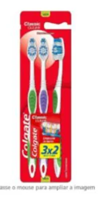 Escova Dental Colgate Classic Clean 3 Unid com 3 escovas | R$ 7
