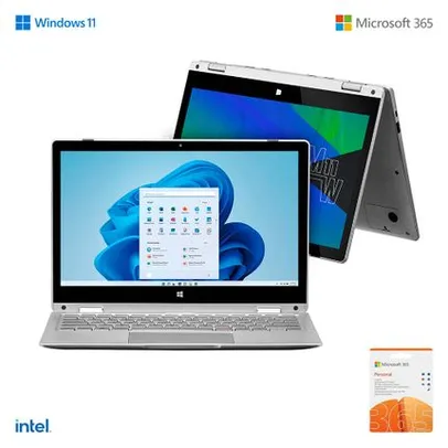 [R$1.070 AME] Notebook M11W Prime 2 em 1 W11 Intel Celeron 11,6 Pol + Microsoft 365 Personal e 1TB na Nuvem - PC280