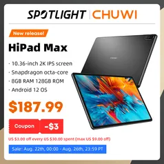 Tablet Chuwi Hipad Max 10.36' Full View Display Snapdragon 680 8Gb ram 128Gb SSD