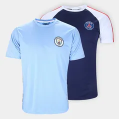 Kit 2 Camisas Manchester City + Paris Sain-Germain Masculina