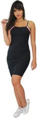 Vestido Curto Com Alcinha e Listras Canelado R$70