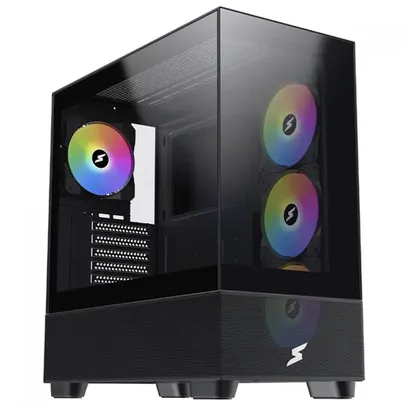 Gabinete Gamer SuperFrame Detonator, Black, Mid Tower, Vidro Temperado, E-ATX, Sem Fonte, Sem Fan