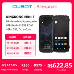 Smartphone Cubot KingKong MINI 3, mini celular, android , 4,5 polegadas, Helio G85, Octa-core, 6GB RA