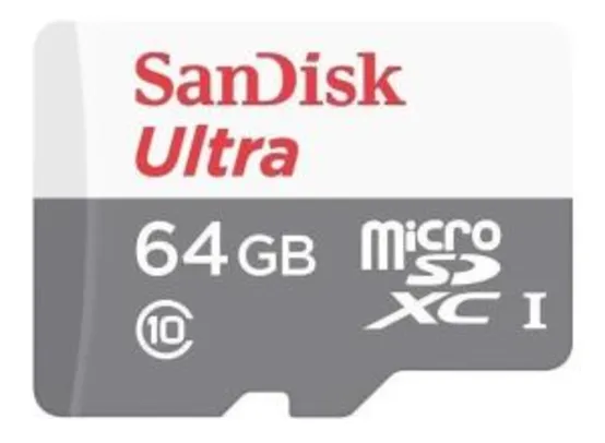 Cartão de memória SanDisk SDSQUNS-064G-GN3MA Ultra com adaptador SD 64GB | R$37