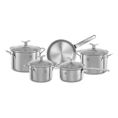 [Ame R$483] Conjunto de Panelas Inox 5 peças Electrolux Design