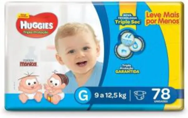 Huggies Fralda Tripla Proteção Hiper G, 78 Fraldas