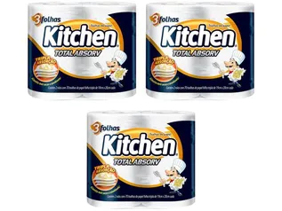 [REGIONAL] Kit Papel Toalha Folha Tripla Kitchen - Total Absorv 3 Pacotes com 2 Unidades Cada