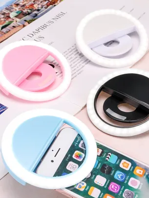 [Moedas/DoBrasil] LED Ring Light para Smartphone e Vídeo, USB Recarregável, Maquiagem Notebook