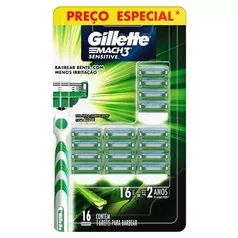 [Leve 3] Carga Para Aparelho De Barbear Mach3 Sensitive 16un Gillette