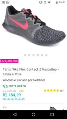 Tênis Nike Flex Contact 2 Masculino - Cinza e Rosa - R$139