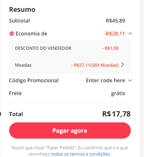 Imagem na descrição da promoção