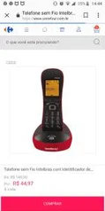 Telefone sem Fio Intelbras com Identificador de Chamadas Vermelho TS8220 R$45