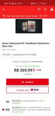 Cyberpunk 2077 Steelbook Valentinos Xbox One | R$270