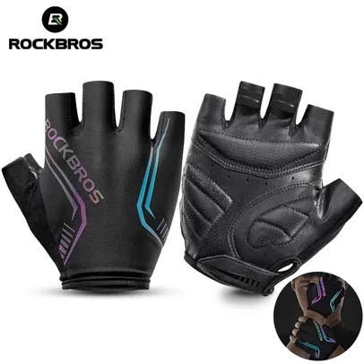 Rockbros Luvas Sem Dedos Refletivas Anti-Impacto Para Bicicletas