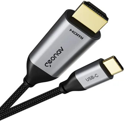 Geonav Cabo USB-C para HDMI, Suporta resolução 4K@60Hz, 1,8 metros, UCA08, Preto