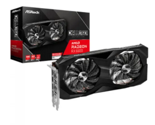 Placa de Vídeo Asrock Radeon RX 6600 Challenger D, 8GB, GDDR6, FSR, Ray Tracing, 90-GA2RZZ-00UANF