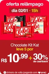 (SC AME R$6,70) Leve 5 - Chocolate Kit Kat ao Leite Nestlé - 41,5g