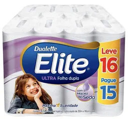 Papel Higiênico Elite Dualette Folha Dupla Ultra - 16 Rolos 