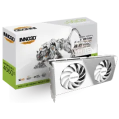 Placa de Vídeo INNO3D NVIDIA GeForce RTX 4060 Ti TWIN X2 OC White, 16GB, GDDR6, DLSS, Ray Tracing, N406T2-16D6X-178055W