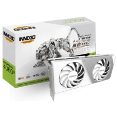 Placa de Vídeo INNO3D NVIDIA GeForce RTX 4060 Ti TWIN X2 OC White, 16GB, GDDR6, DLSS, Ray Tracing, N406T2-16D6X-178055W