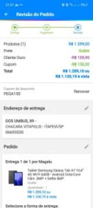 Tablet Samsung Galaxy Tab A7 10,4” (4G) - R$1160