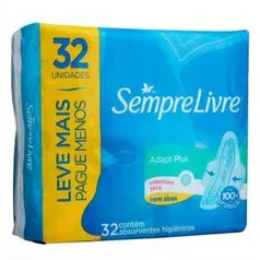 Absorvente Sempre Livre Adapt Plus Cobertura Seca Com Abas | 32 unid | R$2,90