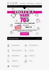 Outlet Week 70% OFF + R$15 OFF do cupom na Avon