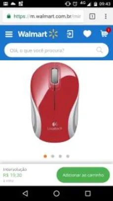 Mini Mouse Wireless Logitech M187 Vermelho Sem Fio - R$19,30