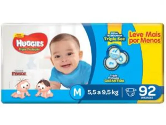 Fraldas Huggies Turma da Mônica Tripla Proteção, 92 Unidades Tam M R$40