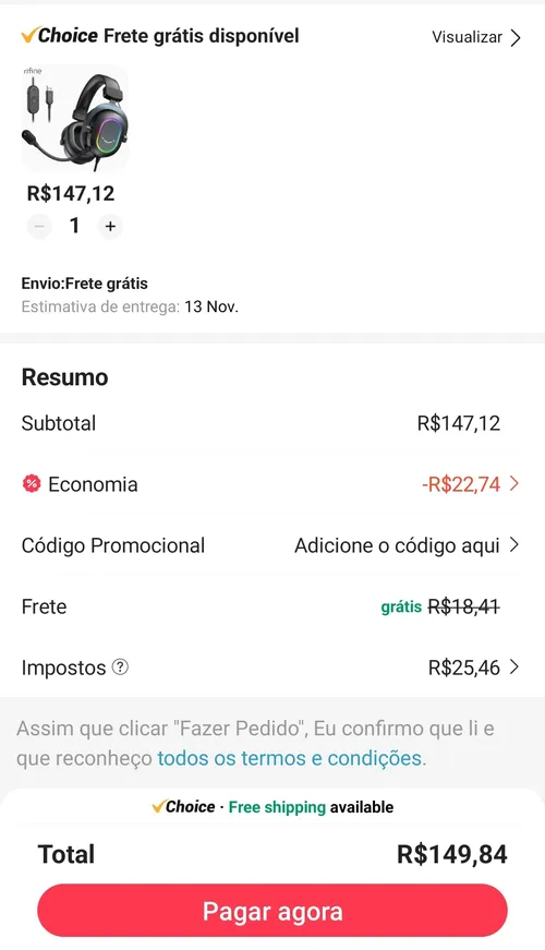 Imagem na descrição da promoção