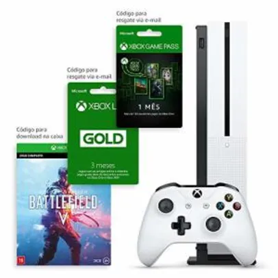 Xbox One S 1TB Battlefield com BF one + GamePASS + Live Gold - R$1399