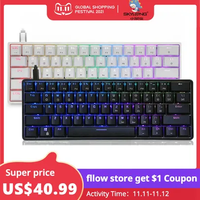 [11.11] Mini teclado mecanico Mechanical Keyboard Skyloong RGB GK61