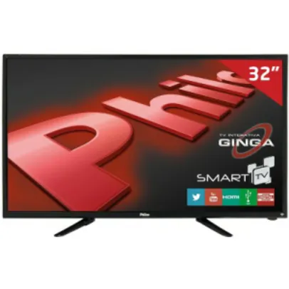 Smart TV LED 32” PH32B51DSGW Philco, HD HDMI USB Função Ginga e Wi-Fi Integrado - R$999,00