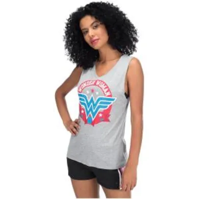 Camiseta Regata Liga da Justiça Mulher-Maravilha College - Feminina R$20