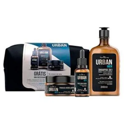 [ PRIME ] Kit Urban Shampoo + Óleo + Pomada- Grátis Necessarie, Urban, Incolor/Branco Transparente, pacote de 3