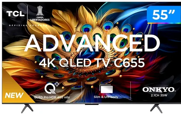 Smart TV 55” 4K UHD QLED TCL 55C655 Wi-Fi