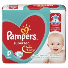 Fraldas Descartáveis Pampers Supersec Pacotão P - 34 Unidades