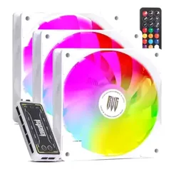 [BR] Kit 3 Fans Cooler CPU LED RGB Com HUB Controlador e Controle 