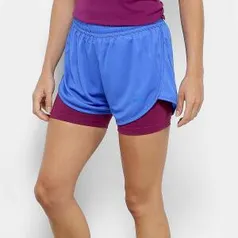 2 Short Fila Double Training Feminino - Azul e Lilás