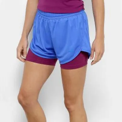 2 Short Fila Double Training Feminino - Azul e Lilás