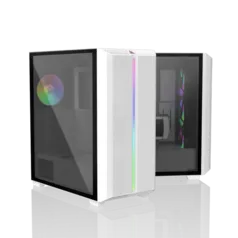 Gabinete Gamer Montech SKY ONE ARGB, Mid Tower, Vidro Temperado, WHITE, E-ATX, Sem Fonte, Com 2 Fans