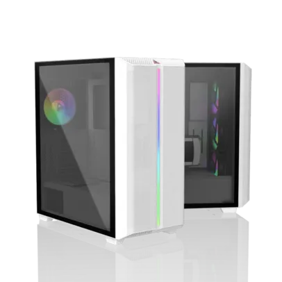 Gabinete Gamer Montech SKY ONE ARGB, Mid Tower, Vidro Temperado, WHITE, E-ATX, Sem Fonte, Com 2 Fans