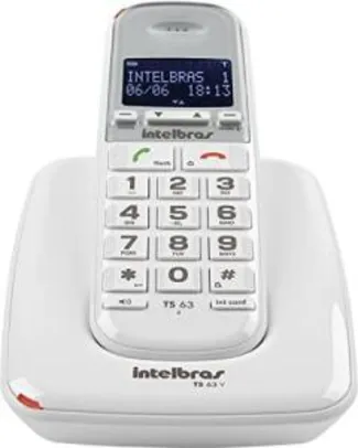 [Prime] Telefone sem Fio Digital, Intelbras, TS 63 V, Branco R$ 110