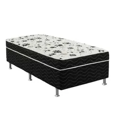 Cama Box Conjugado Ortobom Union Ortopédico Solteiro Preto e Branco 43x88x188