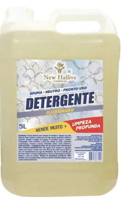 Detergente Neutro Spuma (10L) Pronto Uso New Hallive 5 Lt - 2 Unidades | R$30